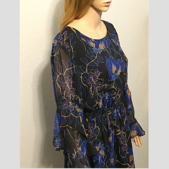 INC Casual Sleeve Floral Tiered Sleeve Sheer Dress - Picture 5 of 8
